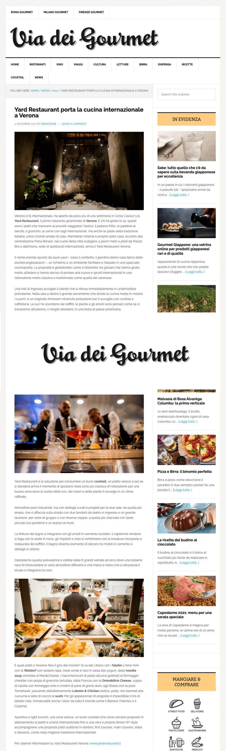 Via dei Gourmet — Cucina internazionale a Verona